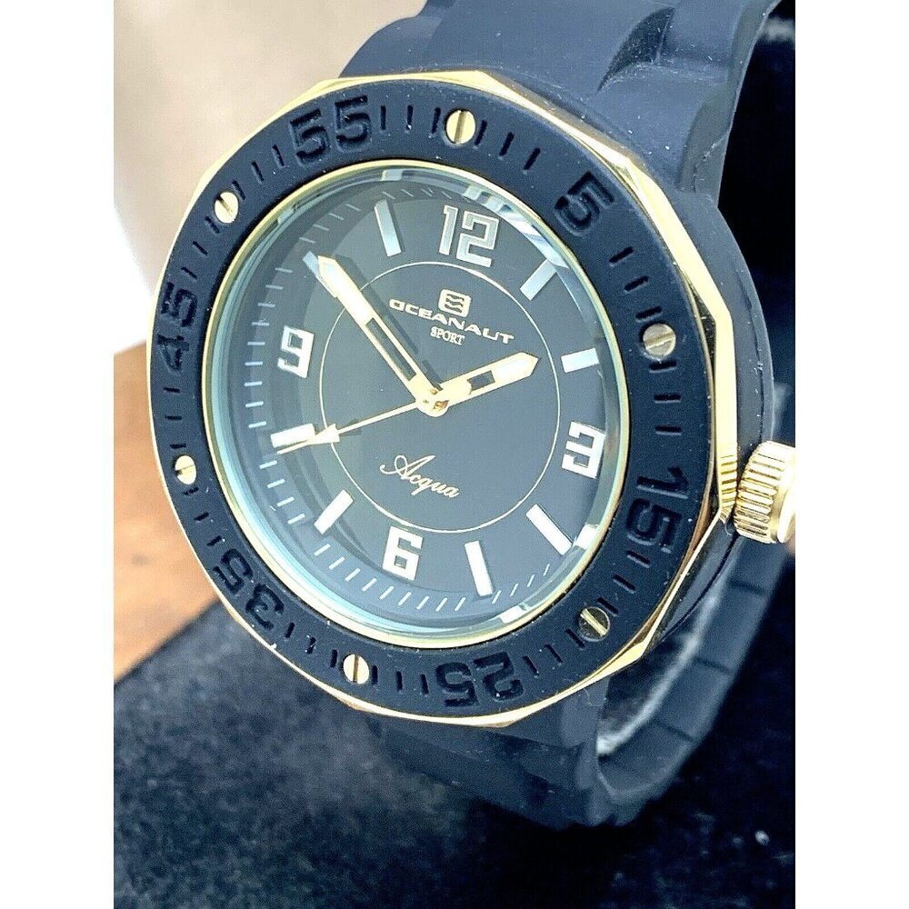Oceanaut Women's Watch OC0214 Quartz Acqua Gold Black Rubber Band 41mm